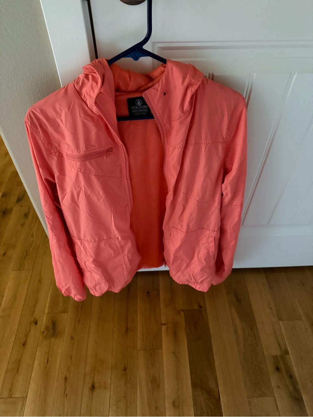 Volcom Coral-Peach Lightweight Hooded Utility Jacket